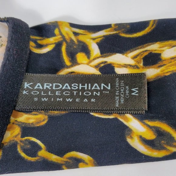 Kardashian Kollection Black Chain Print Bikini Top Women's Medium - Picture 10 of 12